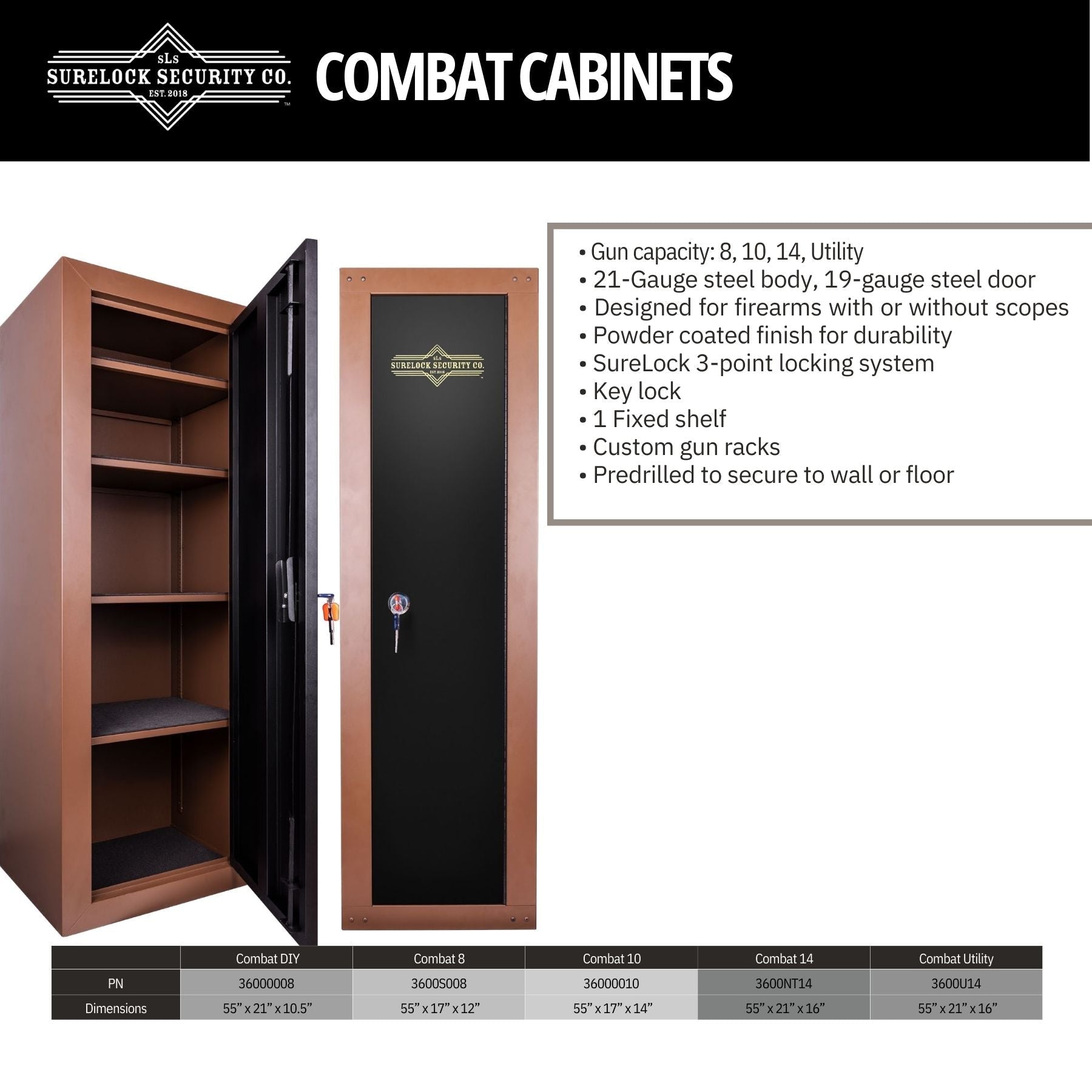 Surelock Security SLS-14G Combat Series 14-Gun Cabinet - Utah Safe Company