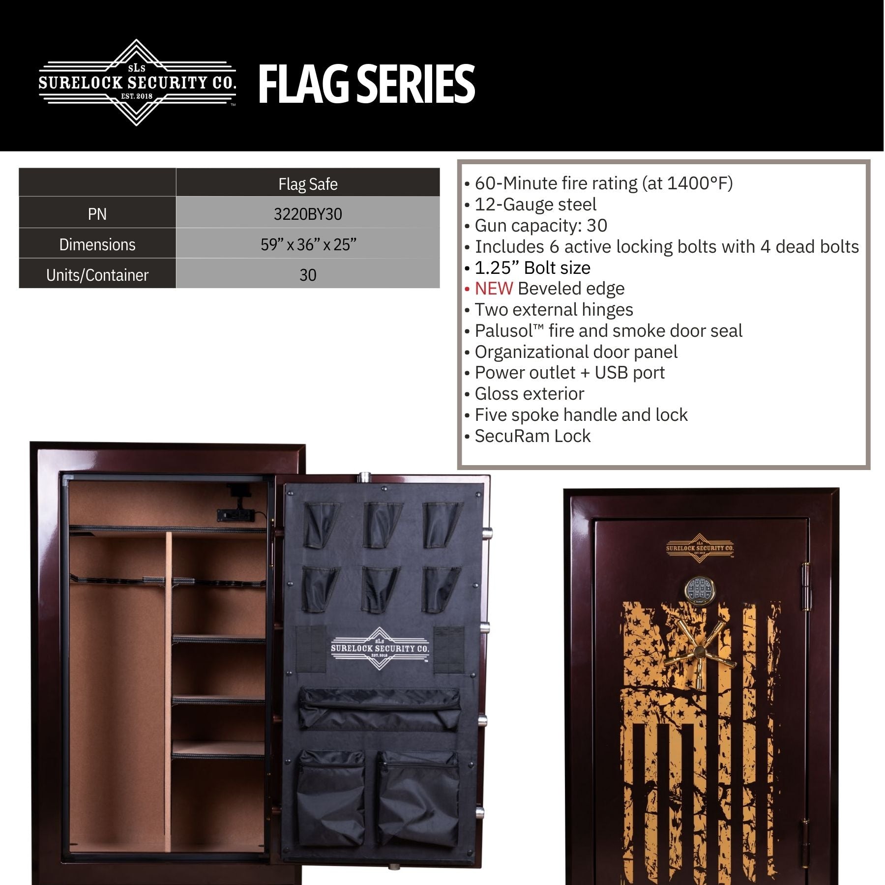 Surelock Security SLS-FRE30 Flag Series Gun Safe - Utah Safe Company